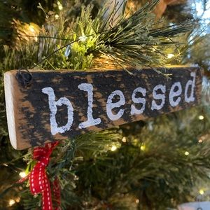 Blessed Handmade tobacco slat ornament